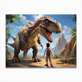 Dinosaurs In The Jungle Canvas Print