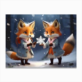 Two Foxes Canvas Print