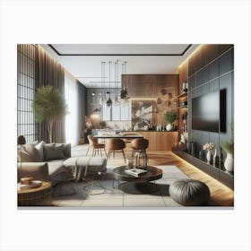Modern Living Room AI interior design 2 Canvas Print