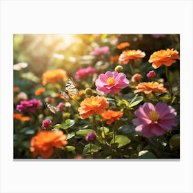 Colorful Flowers In The Garden Paintings Art Print Canvas Print