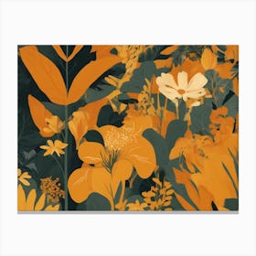 Orange Flowers in the jungle Canvas Print