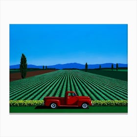 Hiroshi Nagai - Landscape, Red Car Canvas Print