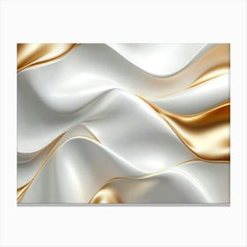 3d Golden Silk Satin Geometric Waves Canvas Print