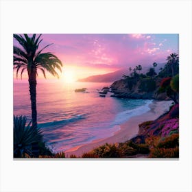 California Dreaming - Purple Sunset in Laguna Beach Canvas Print
