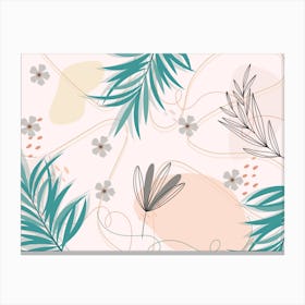 Tropical Leaves And Flowers Canvas Print