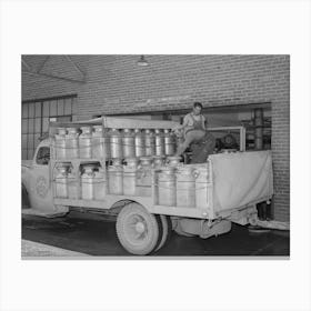 Truckload Of Milk Filled Cans Arrive At The Dairymen S Cooperative Creamery, Caldwell, Canyon County, Idaho Canvas Print