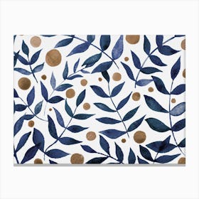 Watercolor Indigo Branches Canvas Print