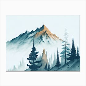 Mountain And Forest In Minimalist Watercolor Horizontal Composition 423 Canvas Print