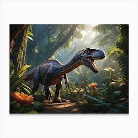 Dinosaur In The Jungle Canvas Print