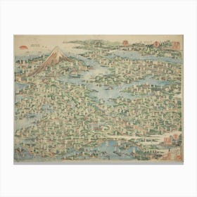 Map Of The Tokaido Road, Katsushika Hokusai Canvas Print