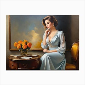 Lady Reading a Letter Canvas Print