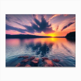 Sunset Over Lake 20 Canvas Print