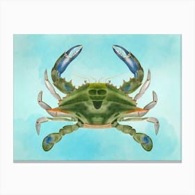 James Ellsworth De Kay Blue Crab On A Watercolor Background Canvas Print