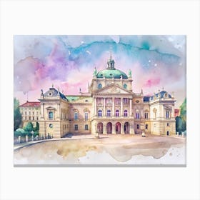 Watercolor Of The Vienna Opera House Canvas Print