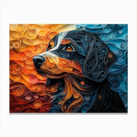 Finnish Laphund Paper Quilling Dog Portrait Canvas Print