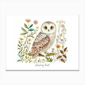 Little Floral Snowy Owl 3 Poster Canvas Print