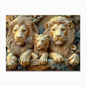 Family Of Lions Canvas Print