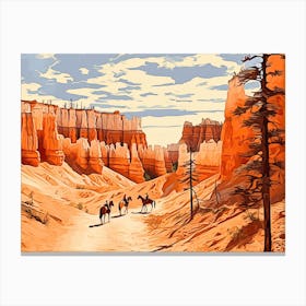 Horses Painting In Bryce Canyon Utah, Usa, Landscape 1 Canvas Print