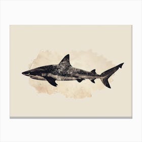 Nurse Shark Grey Silhouette 1 Canvas Print