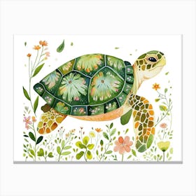 Little Floral Sea Turtle 4 Canvas Print