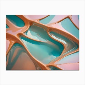 Abstract Image With A Textured, Organic Design In Shades Of Brown, Teal, And Pink Canvas Print