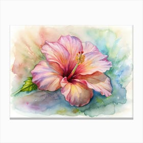 Hibiscus Watercolor Painting Canvas Print