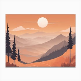 Misty mountains horizontal background in orange tone 41 Canvas Print