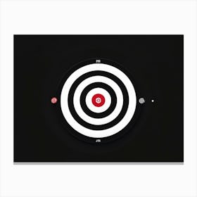 A White Logotype Centered On A Black Dartboard Depicting A Game Of Bullseye Symbolizing Achievement Canvas Print