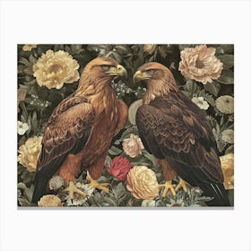 Floral Animal Illustration Eagle 4 Canvas Print