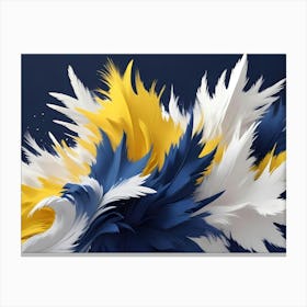 Abstract Image Of Swirling, Fluffy Shapes In Shades Of Blue, White, And Yellow, Creating A Sense Of Energy And Motion Canvas Print