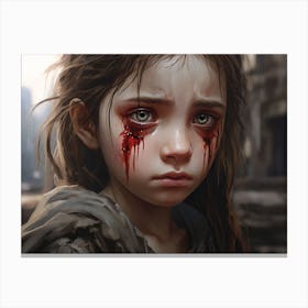 Girl With Bloody Eyes Canvas Print