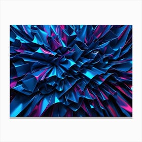 Abstract Image Of A Blue, Metallic, 3d Surface With Textured Folds And Creases Canvas Print