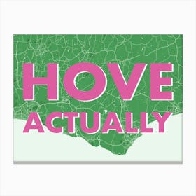 Hove Actually Green Map Canvas Print