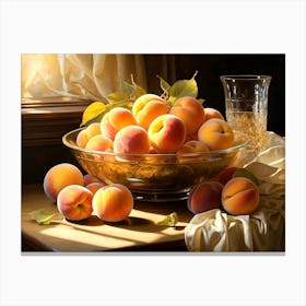 Peaches In A Bowl Canvas Print
