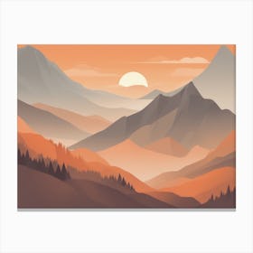 Misty mountains horizontal background in orange tone 136 Canvas Print