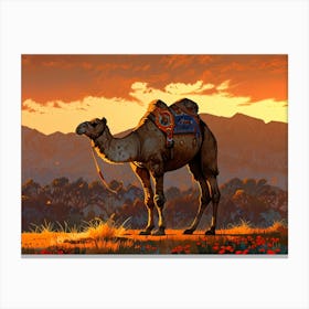 Camel In The Desert 14 Canvas Print