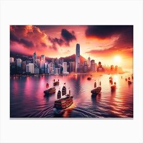 Sunset In Hong Kong 1 Canvas Print