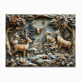 3d Deer in the Woodland Creatures Canvas Print