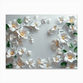 Delightful 3d Artwork of Flowers Against a Fresh White Background, Intricate and Elegant Canvas Print