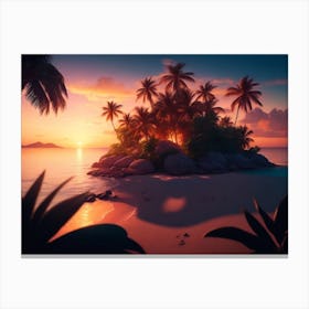 Tropical Island Sunset Canvas Print