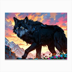 Wolf In The Sunset Canvas Print