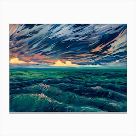 Sunset Over The Ocean 1 Canvas Print