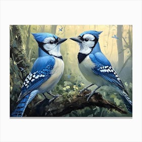 Bluejays In The Woods 4 Canvas Print