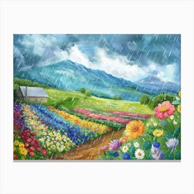 Colourful Flower Fields Canvas Print