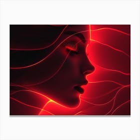 Glowing Enigma: Darkly Romantic 3D Portrait: Abstract Portrait Of A Woman Canvas Print