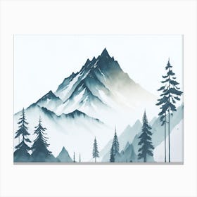 Mountain And Forest In Minimalist Watercolor Horizontal Composition 275 Canvas Print