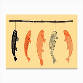 Fish Hanging From A Branch Canvas Print