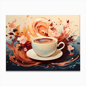 Coffee Cup With Splashes Canvas Print