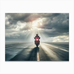 Motorcycle Rider On The Road 5 Canvas Print