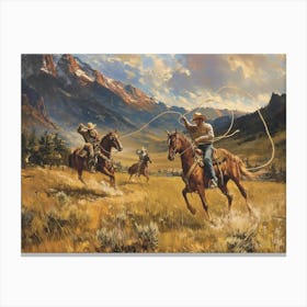 American Cowboy Painting, Western Home Decor, Horse Lover Gift, Rustic Wall Decor, Farmhouse Wall Art, Canvas Wall Art Canvas Print